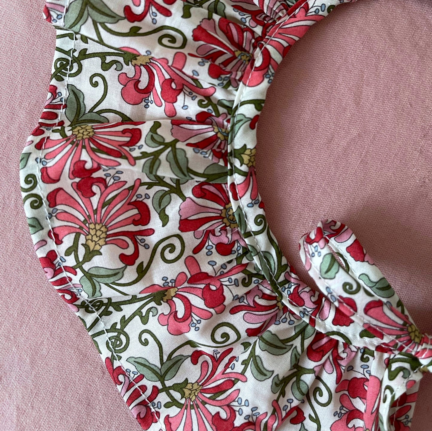 Pip & Ink. Little baby and child Liberty ruffle collar. Baby and children’s accessories. New baby gift. Honeysuckle ruffle collar Liberty of London.